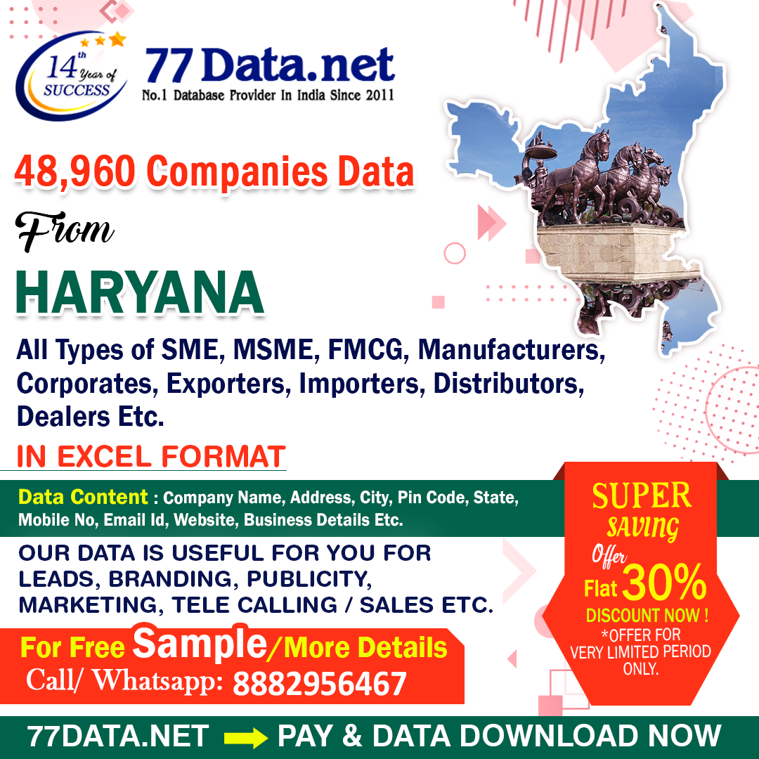 77 Data: Download the Verified Haryana companies list